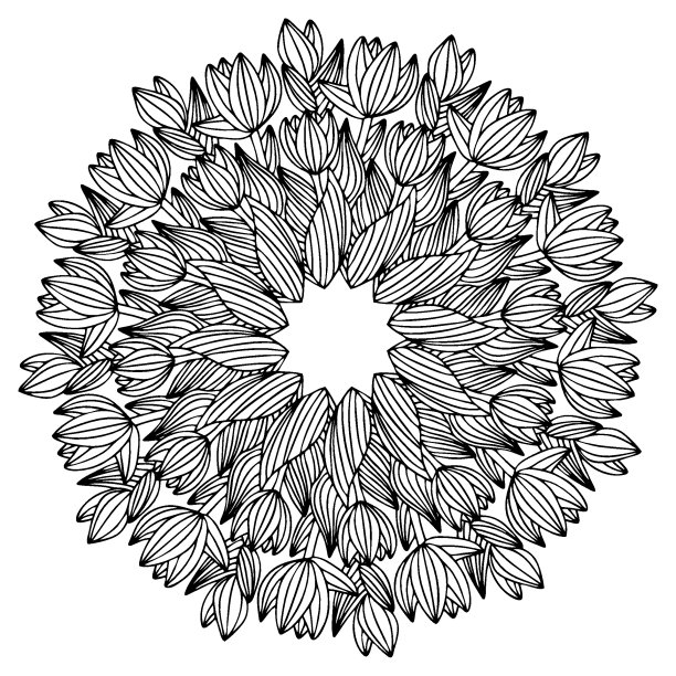 花条纹郁金香花曼荼罗股票矢量插图图片下载