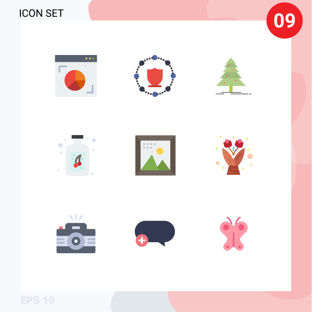 9 .平面色彩概念的网站，移动和应用程序图片下载