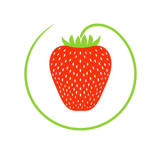 草莓的标志。孤立的草莓在白色的背景图片下载