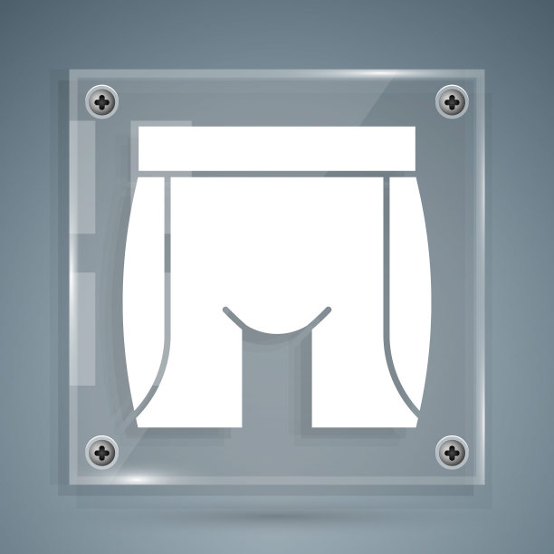 白色自行车短裤图标孤立在灰色背景。方形玻璃面板。向量图片下载