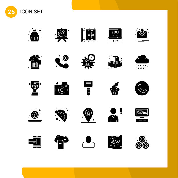 为网络和移动设置的25个通用实体符号图片下载