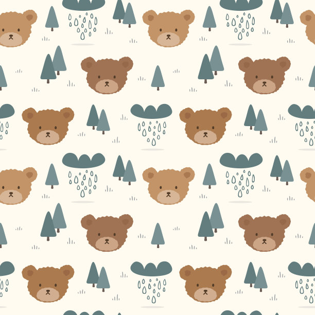 泰迪熊无缝图案背景图片下载