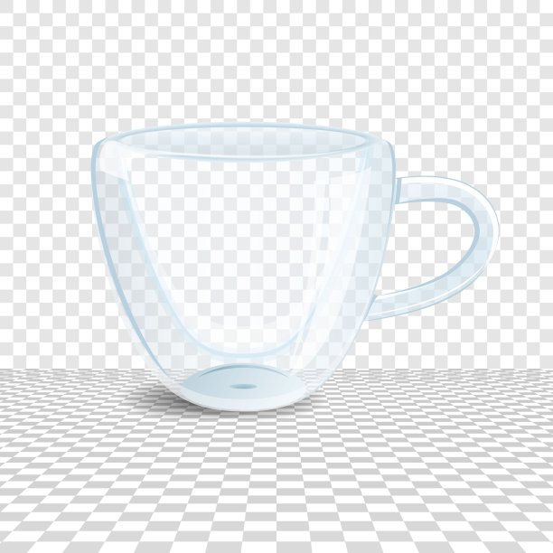 玻璃杯与双层墙在透明的背景。图片下载