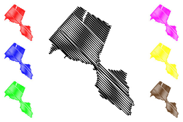 美国新泽西州帕塞克县(美国县，美国，美国，美国)地图矢量插图，涂鸦草图帕塞克地图图片下载