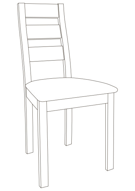 简单餐椅黑色轮廓上的白色背景。传统椅子示意图。用餐区或餐厅的椅子。室内家具。图片下载