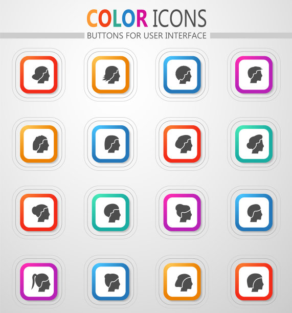 女人的发型图标设定图片下载