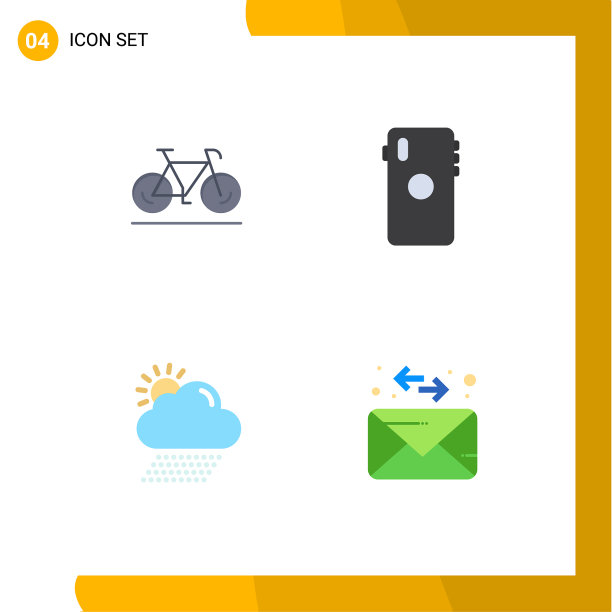 可编辑的线包4个简单的平面图标图片下载