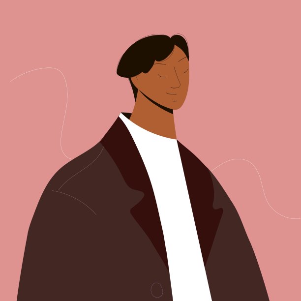 亚洲男人的肖像。矢量图图片下载