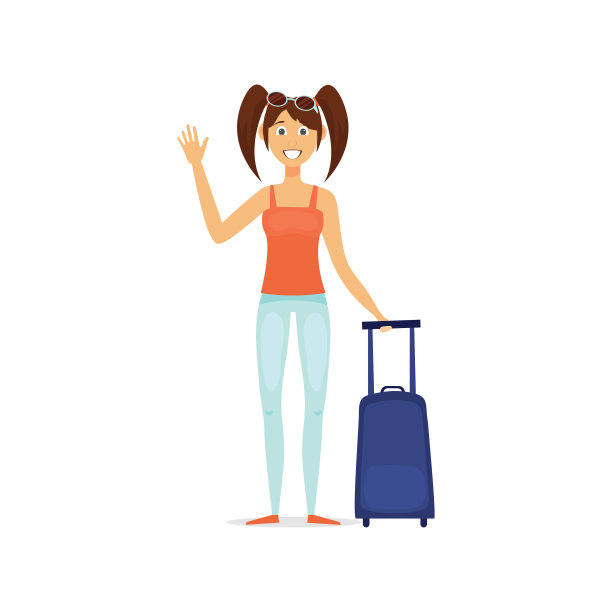 年轻的游客，旅行者。旅游和旅游理念。矢量插图孤立的白色背景图片下载