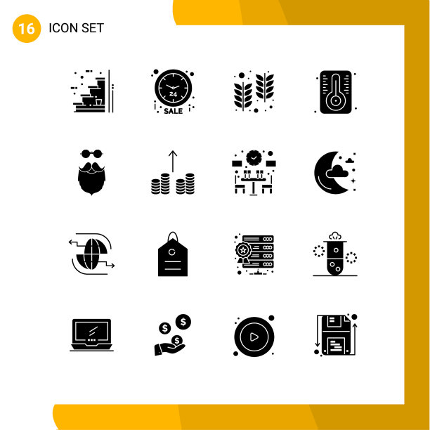 可编辑的线包16个简单的固体字形图片下载