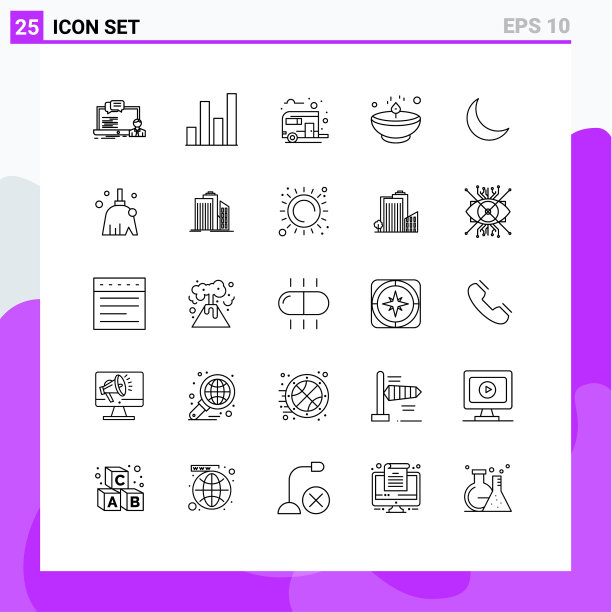 25个主题线和可编辑的符号灯图片下载