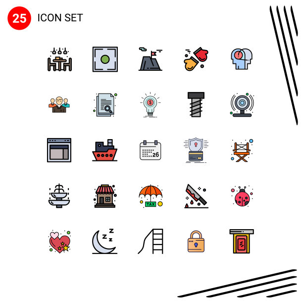 组25现代填充线平面颜色集图片下载