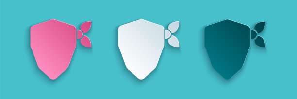 剪纸汪达尔图标孤立在蓝色背景。纸艺术风格。向量图片下载