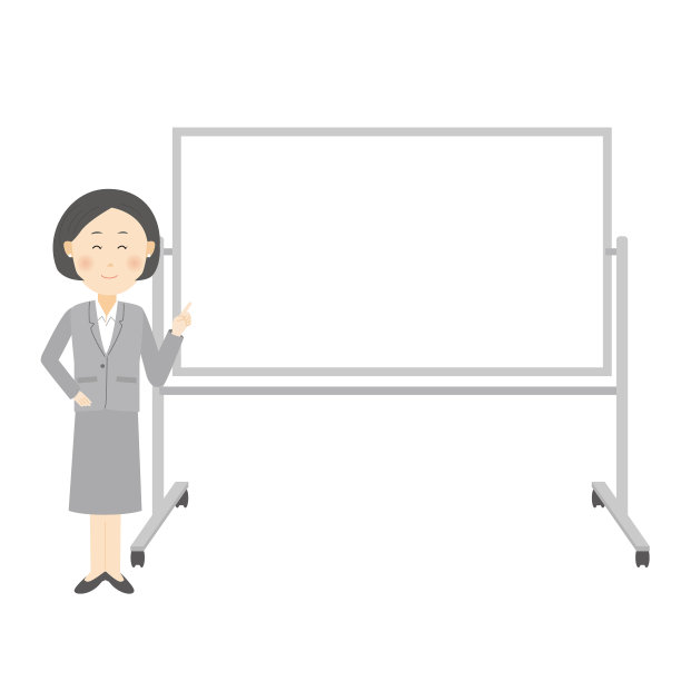 一个女人微笑着站在白板前图片下载