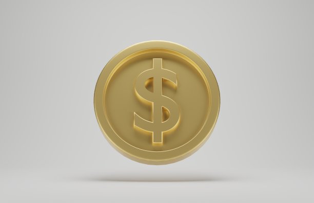 白色背景上有美元标志的金币。3 d渲染。图片下载