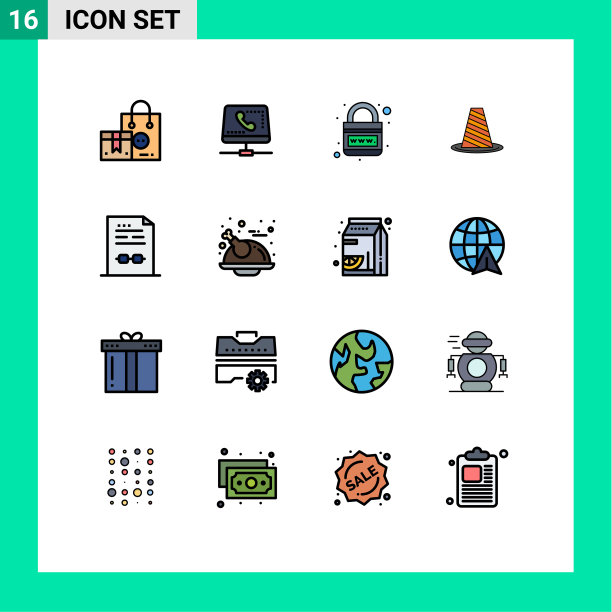 设置16商业平面彩色填充线条包图片下载