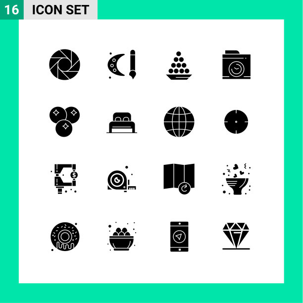 通用图标符号组16个现代立体图片下载