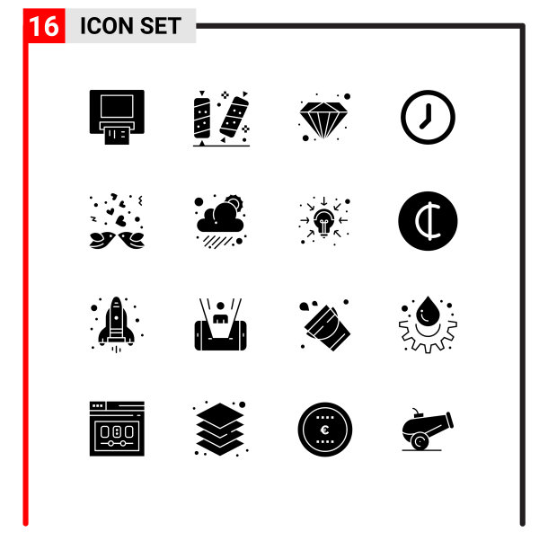 16固体字形概念的网站移动和图片下载