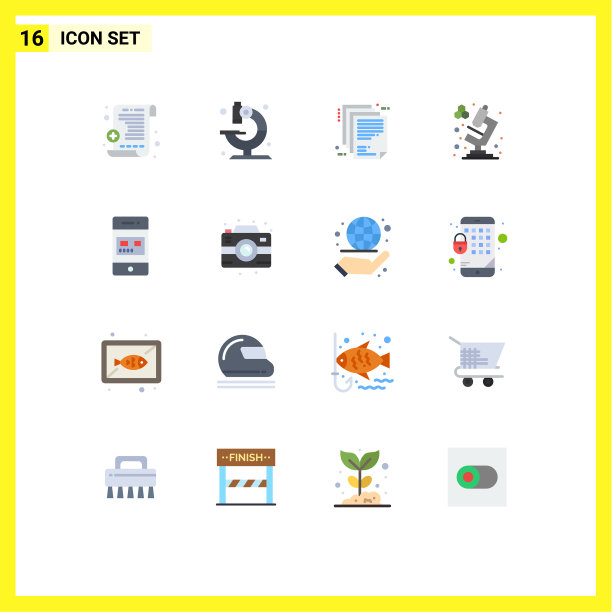 16个主题平色和可编辑的符号图片下载