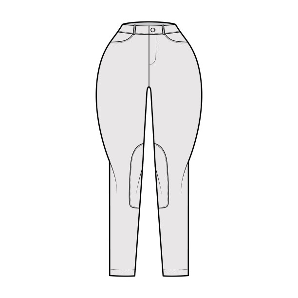 牛仔经典马裤牛仔裤技术时尚插画与正常的腰，口袋，皮带环，全长度图片下载