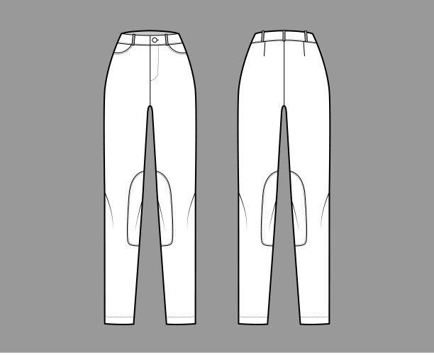 牛仔裤肯塔基马裤牛仔裤技术时尚插画与正常的腰，口袋，皮带环，全长度图片下载