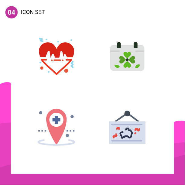 4个通用的平面图标设置为网络和移动图片下载