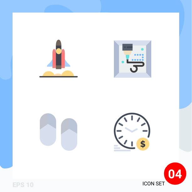 象形文字设置4个简单扁平独角兽图标图片下载