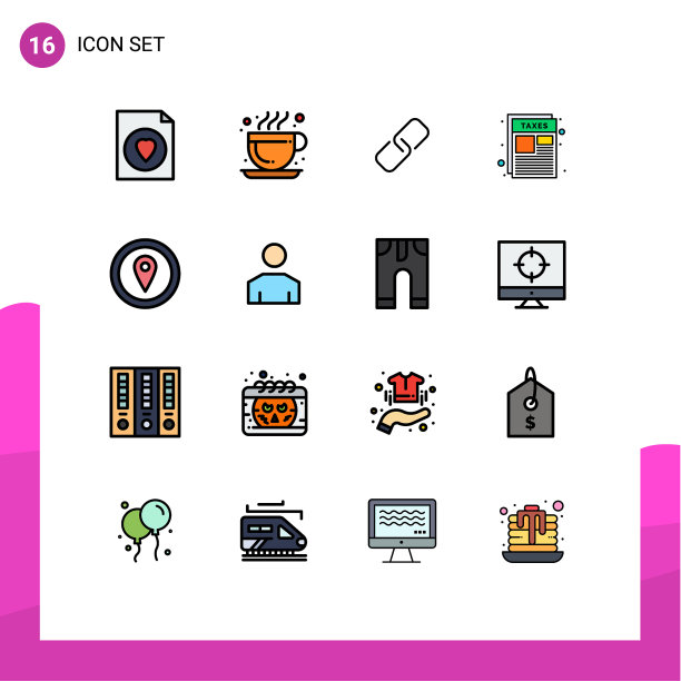 16个创意图标现代符号和符号地图图片下载