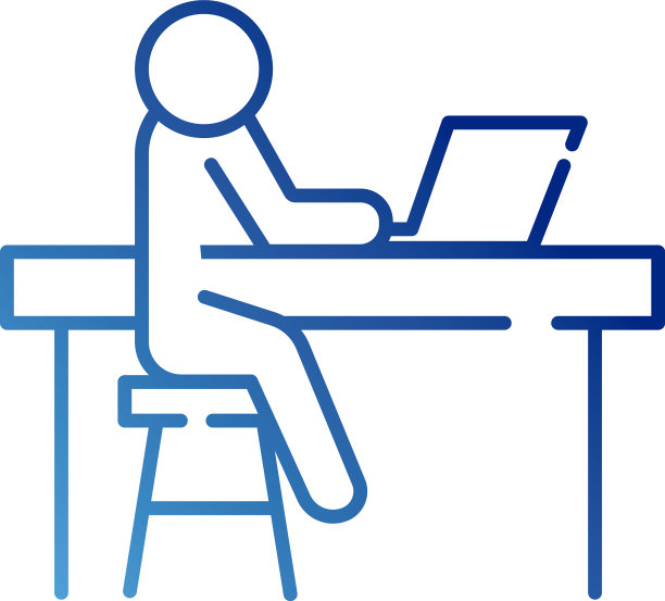 在桌上的笔记本电脑中工作的人形化身图片下载