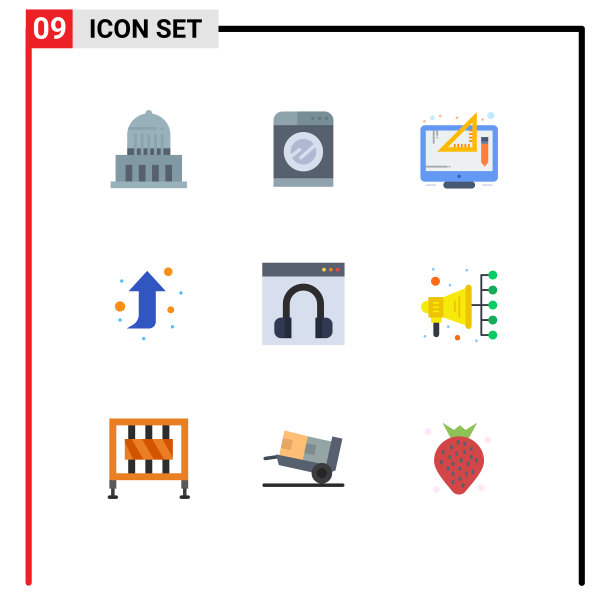 可编辑线包9个简单的平面颜色图片下载