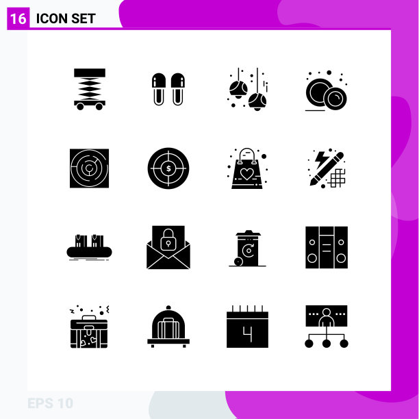 将16个实字形、符号和符号分组图片下载