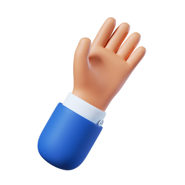 3 d渲染。手与打开的手掌图标。卡通人物姿态。商业剪辑艺术孤立的白色背景图片下载