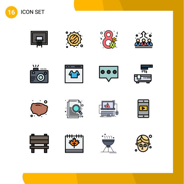 可编辑线包16简单的平面颜色填充图片下载