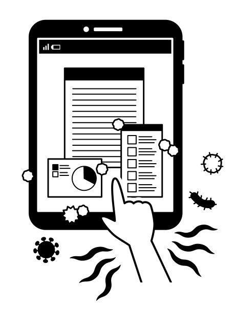 带有病毒和细菌的平板电脑图片下载