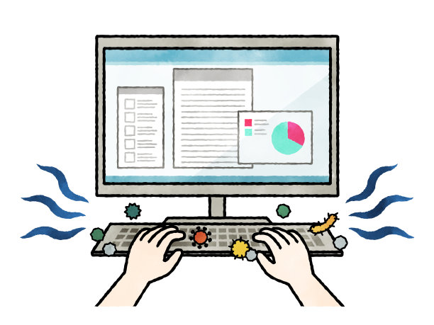 带有病毒和细菌的电脑键盘图片下载