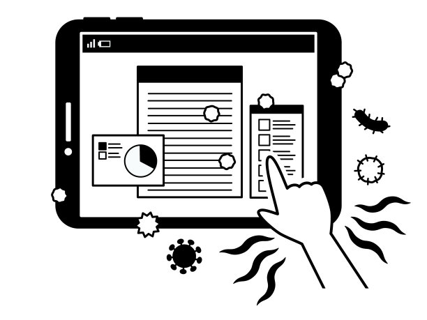带有病毒和细菌的平板电脑图片下载