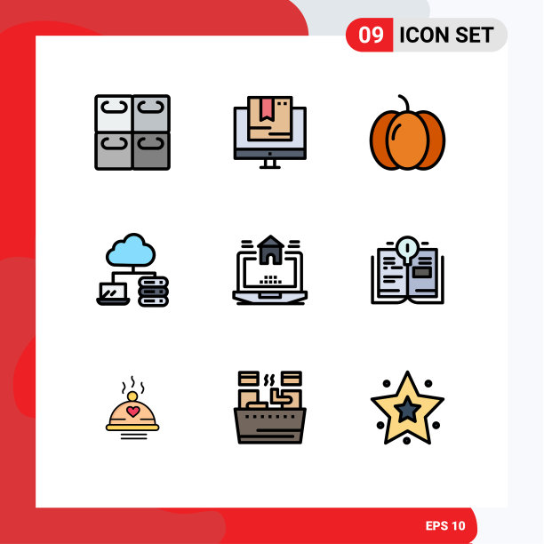 包装9个现代填充线和平色标志图片下载