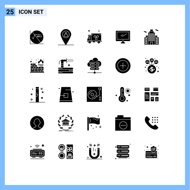 可编辑的线包25个简单的固体符号图片下载