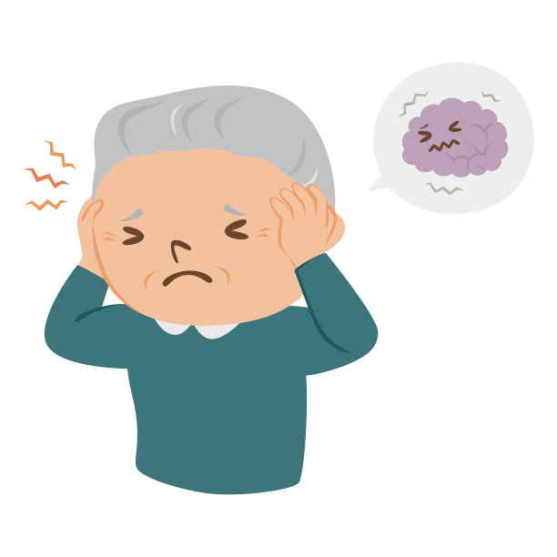 一个生病的老人的插图。一位患有头痛的老人。图片下载