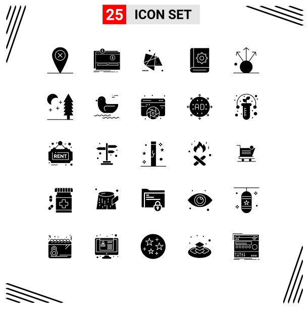 25个创意图标的现代符号和符号图片下载