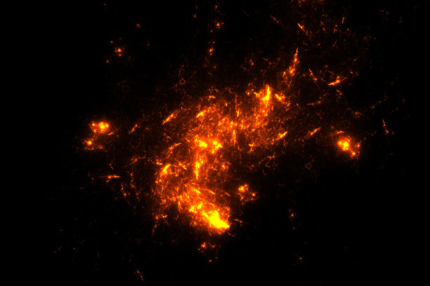 电脑生成的余烬散布在黑色抽象背景海报元素上图片下载