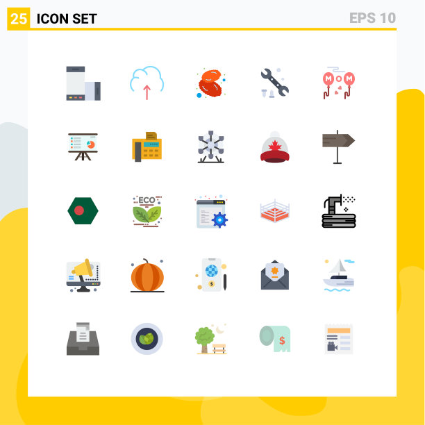 25个通用的平面颜色标志符号气球图片下载