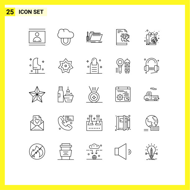 通用图标符号组25个现代线条图片下载