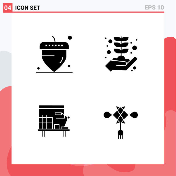 4个通用的固体符号设置为网络和移动图片下载