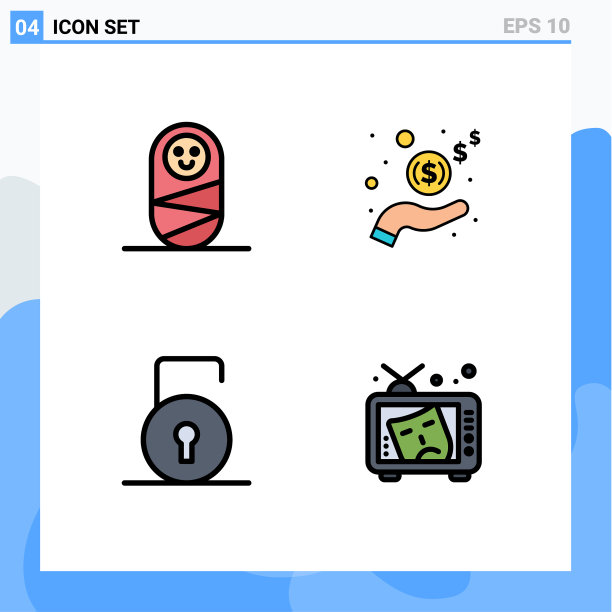 为卷筒纸设置4种通用填充线平面颜色图片下载