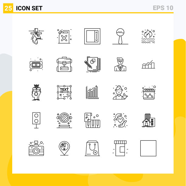 通用图标符号组25个现代线条图片下载