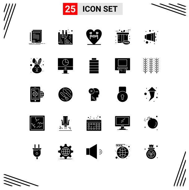 用户界面包25个基本立体字形图片下载