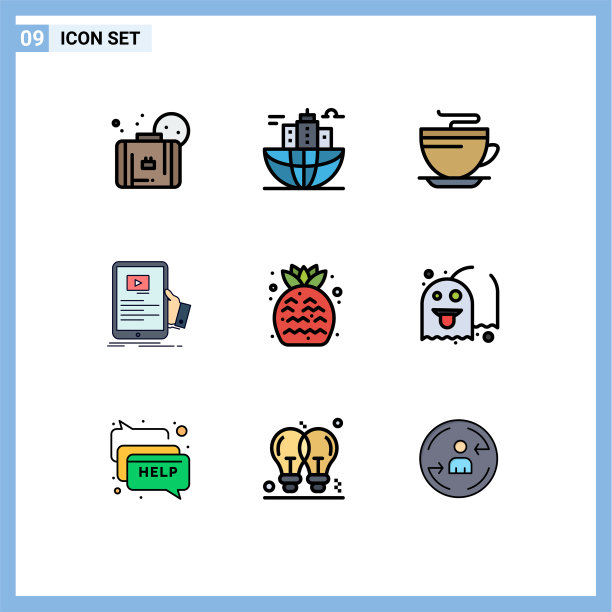 9主题填充线平色和可编辑图片下载