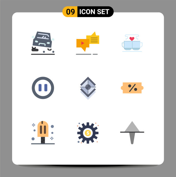 可编辑线包9个简单的平面颜色图片下载