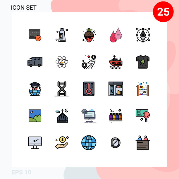 用户界面包25基本填充线平图片下载